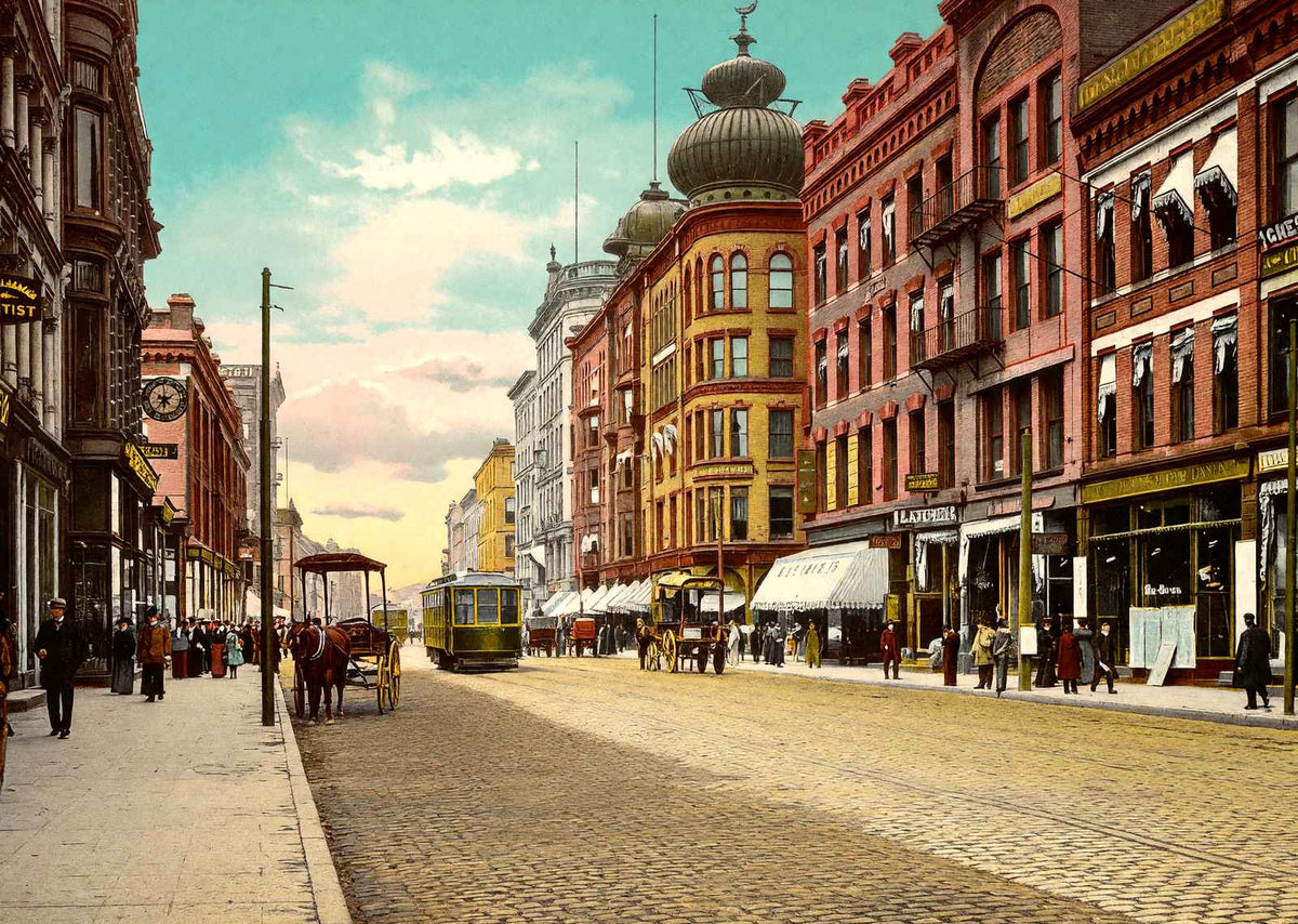 Main Street in 1904 Vintage Print (7 Sizes) - High Quality