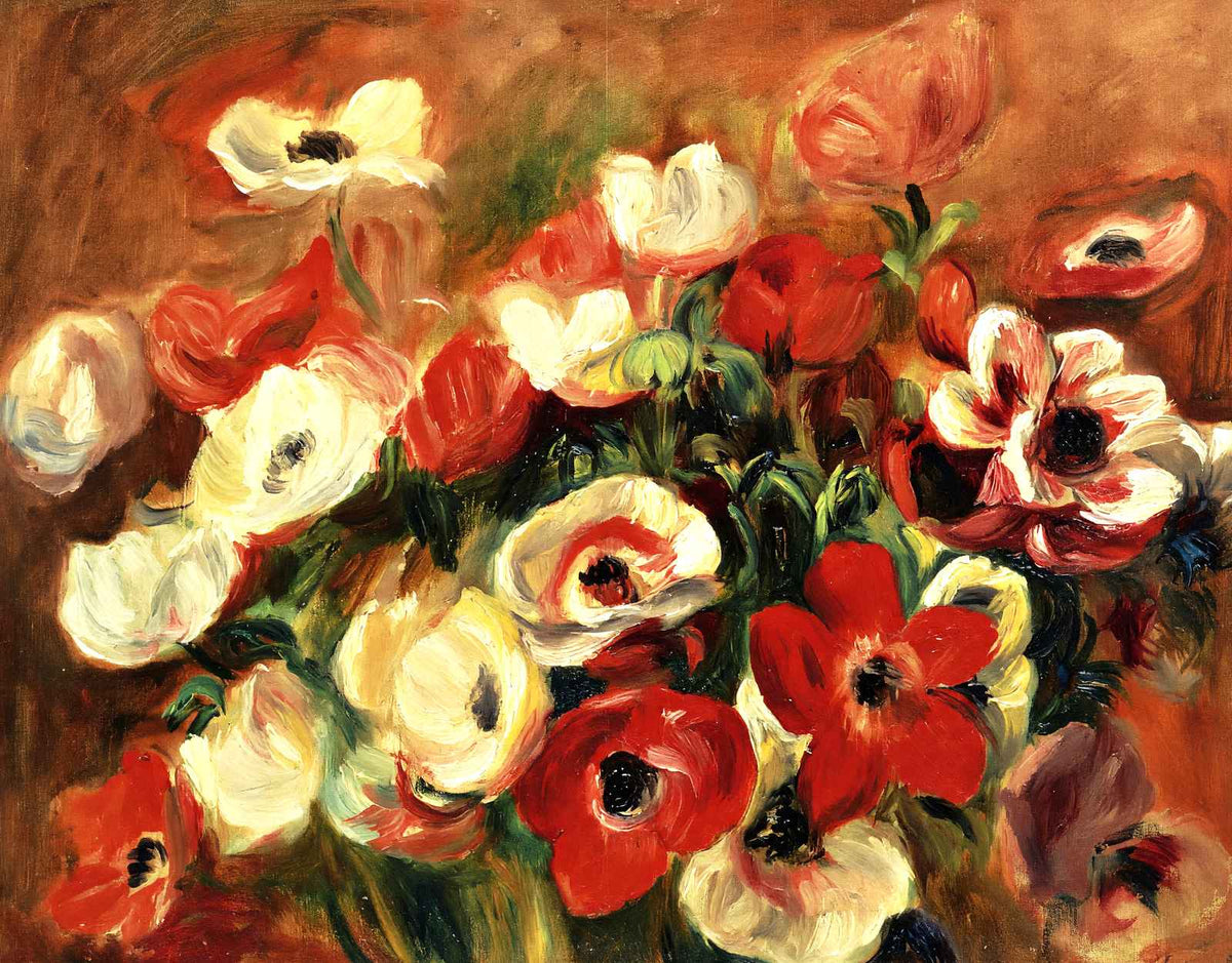 Spray of Anemones Painting by Pierre-Auguste Renoir Fine Art Print (6 Sizes)