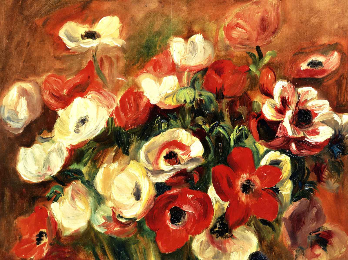 Spray of Anemones Painting by Pierre-Auguste Renoir Fine Art Print (6 Sizes)