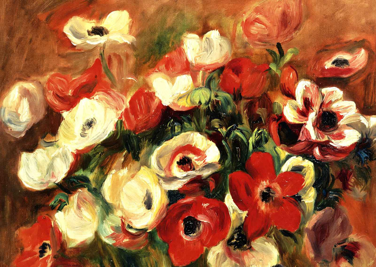 Spray of Anemones Painting by Pierre-Auguste Renoir Fine Art Print (6 Sizes)