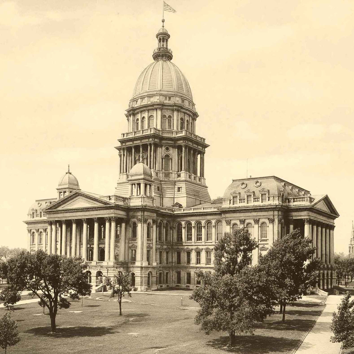 State House Springfield Illinois in 1906 Restored Photo Print (7 Sizes)