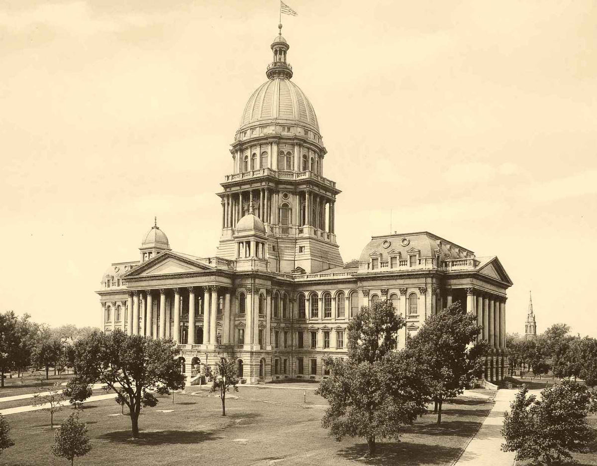 State House Springfield Illinois in 1906 Restored Photo Print (7 Sizes)