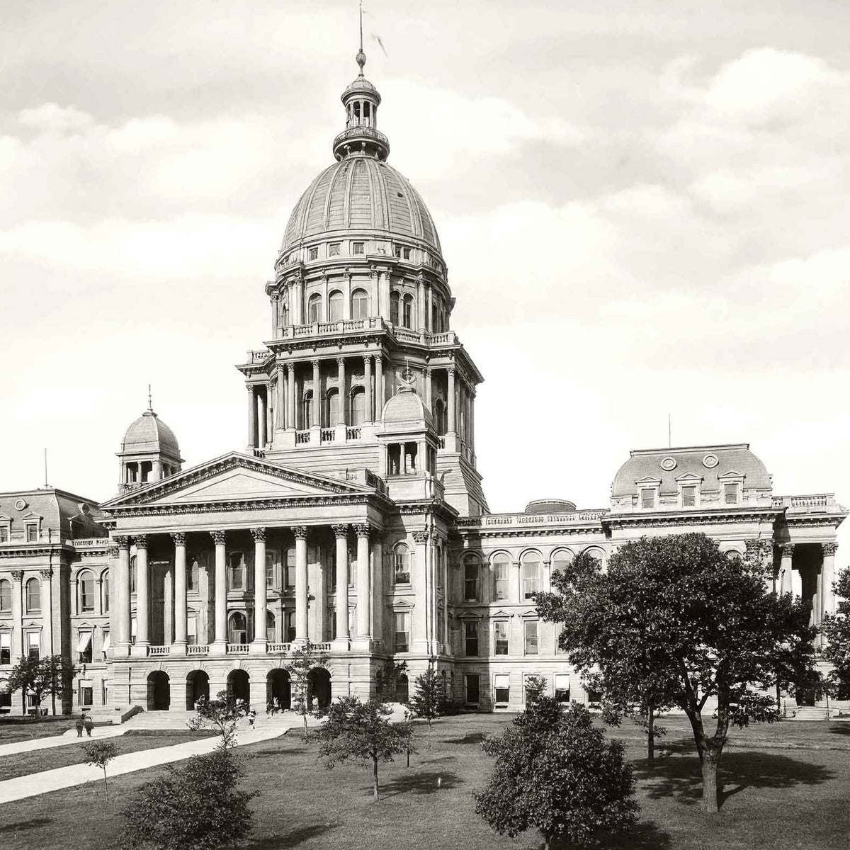 State Capitol Springfield Illinois in 1907 Restored Photo Print (7 Sizes)