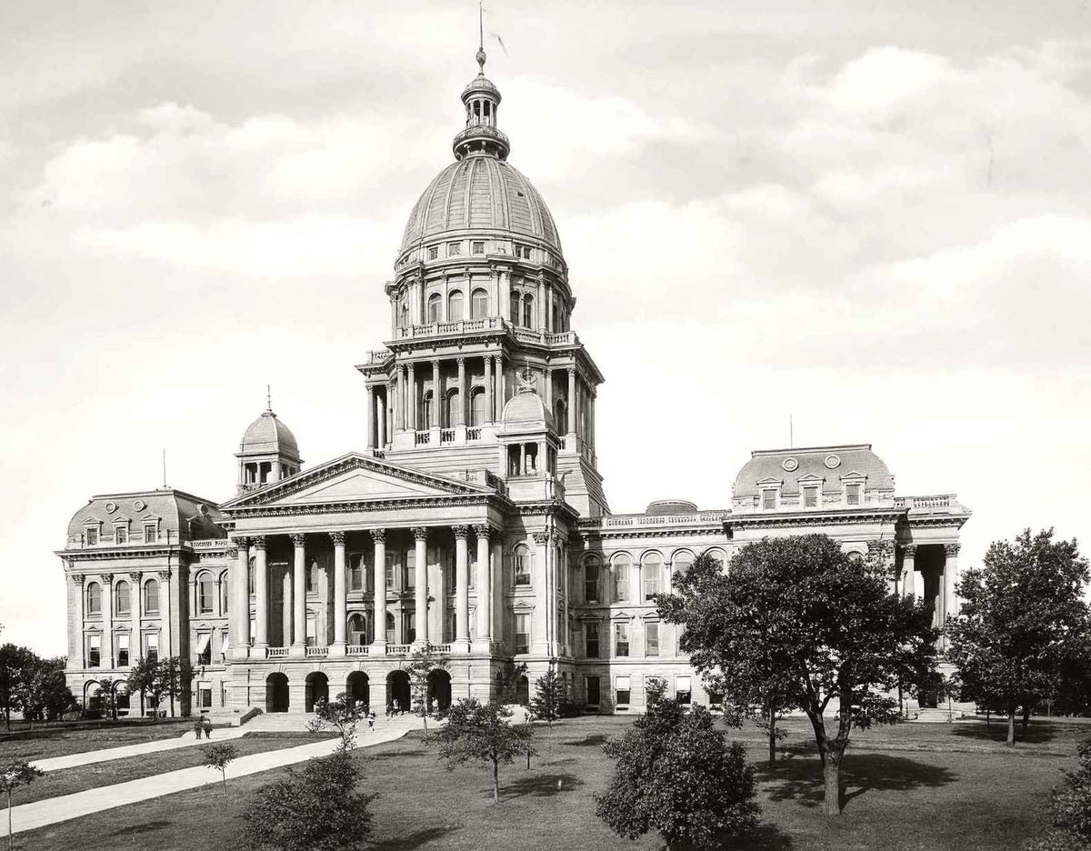 State Capitol Springfield Illinois in 1907 Restored Photo Print (7 Sizes)