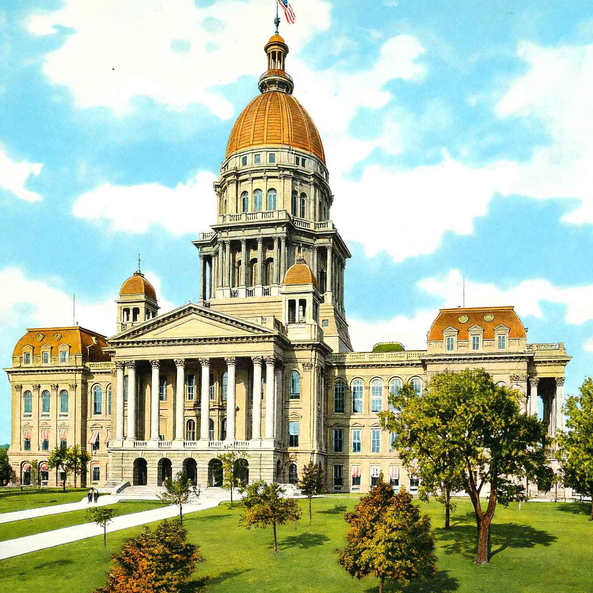 State Capitol Springfield Illinois in 1907 Vintage Print (7 Sizes)