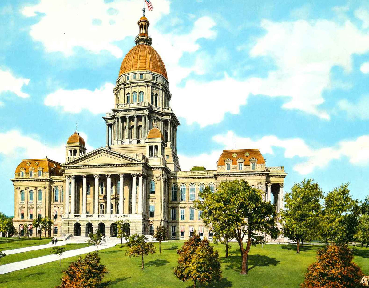 State Capitol Springfield Illinois in 1907 Vintage Print (7 Sizes)