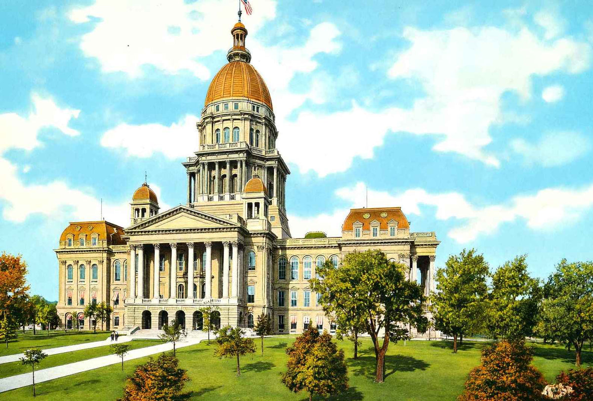 State Capitol Springfield Illinois in 1907 Vintage Print (7 Sizes)