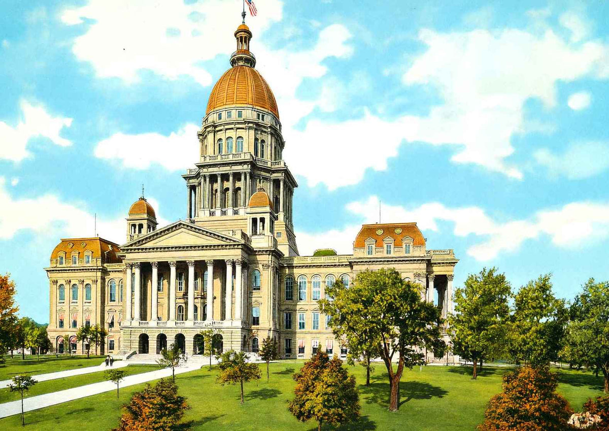 State Capitol Springfield Illinois in 1907 Vintage Print (7 Sizes)