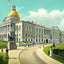 State House, Boston, Massachusetts in 1903 Vintage Print (7 Sizes)