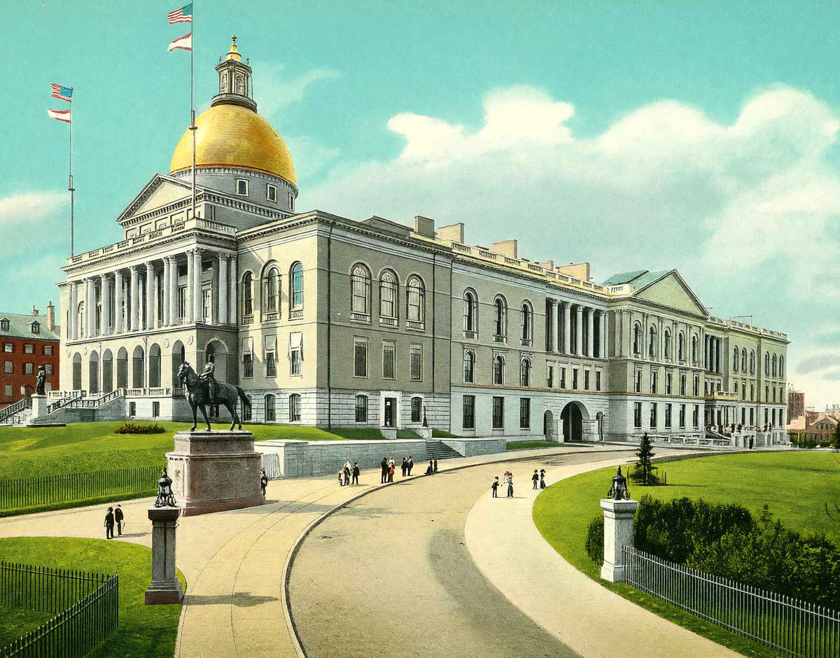 State House, Boston, Massachusetts in 1903 Vintage Print (7 Sizes)