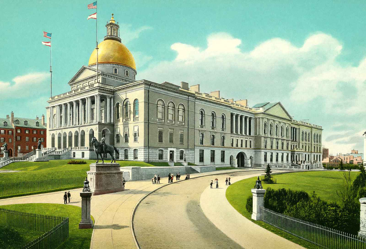 State House, Boston, Massachusetts in 1903 Vintage Print (7 Sizes)