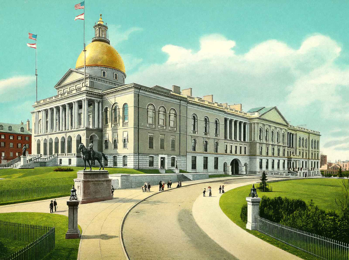State House, Boston, Massachusetts in 1903 Vintage Print (7 Sizes)
