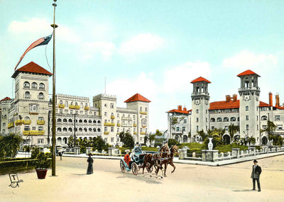 Alcazar and Cordova Hotels St Augustine in 1908 Vintage Print (7 Sizes)