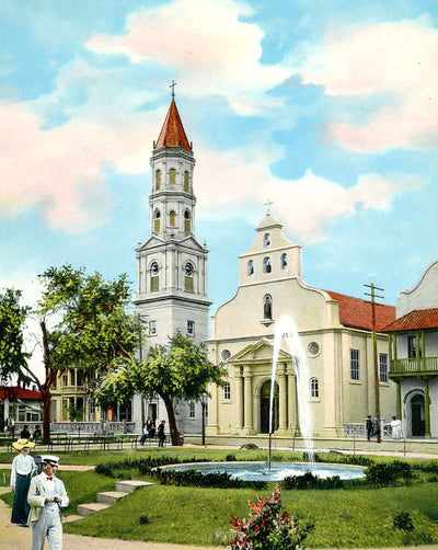 Old Spanish Cathedral vintage print