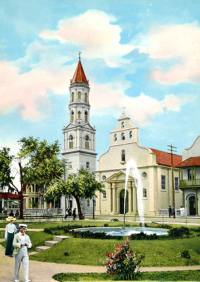 Old Spanish Cathedral St Augustine FL in 1907 Vintage Print (7 Sizes)