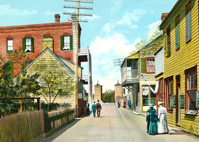 St George Street and City Gates St Augustine in 1908 Vintage Print (7 Sizes)