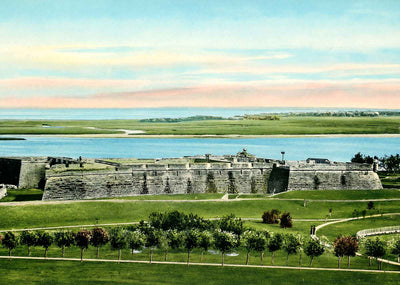 Bird's-Eye View of Fort Marion St Augustine in 1908 Vintage Print (7 Sizes)