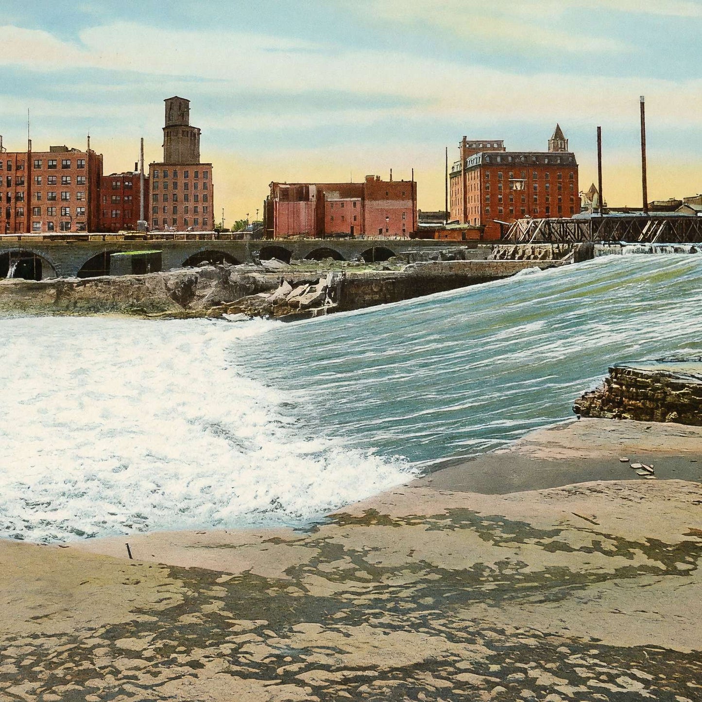 St Anthony Falls Minneapolis in 1906 Vintage Print (7 Sizes) - Enhanced