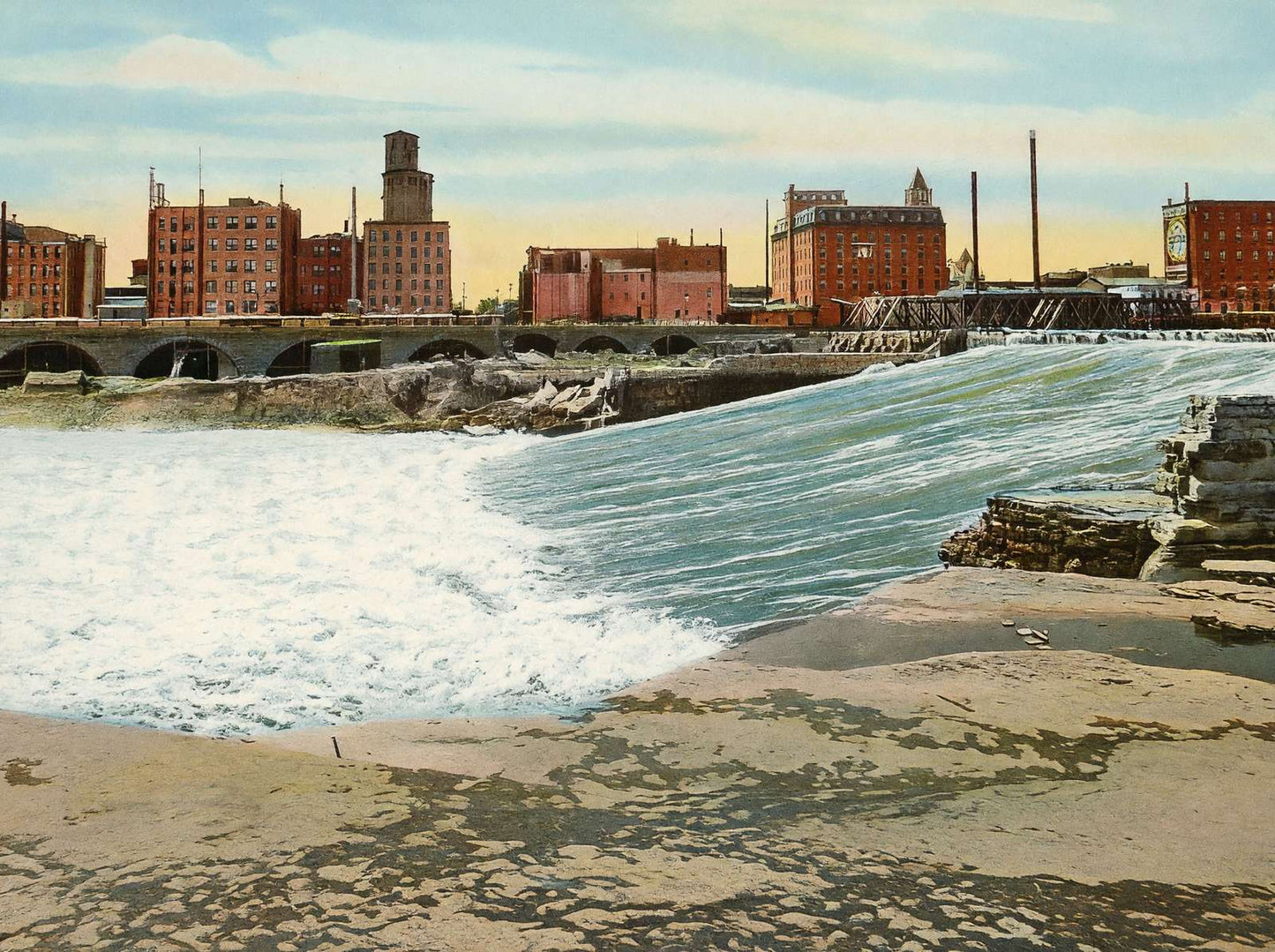 St Anthony Falls Minneapolis in 1906 Vintage Print (7 Sizes) - Enhanced