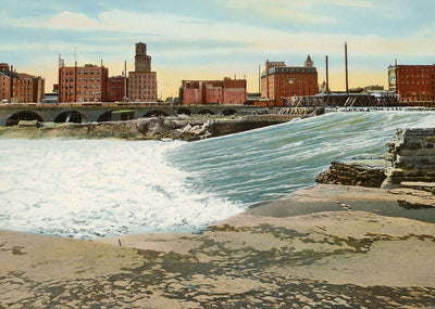 St Anthony Falls Minneapolis in 1906 Vintage Print (7 Sizes) - Enhanced