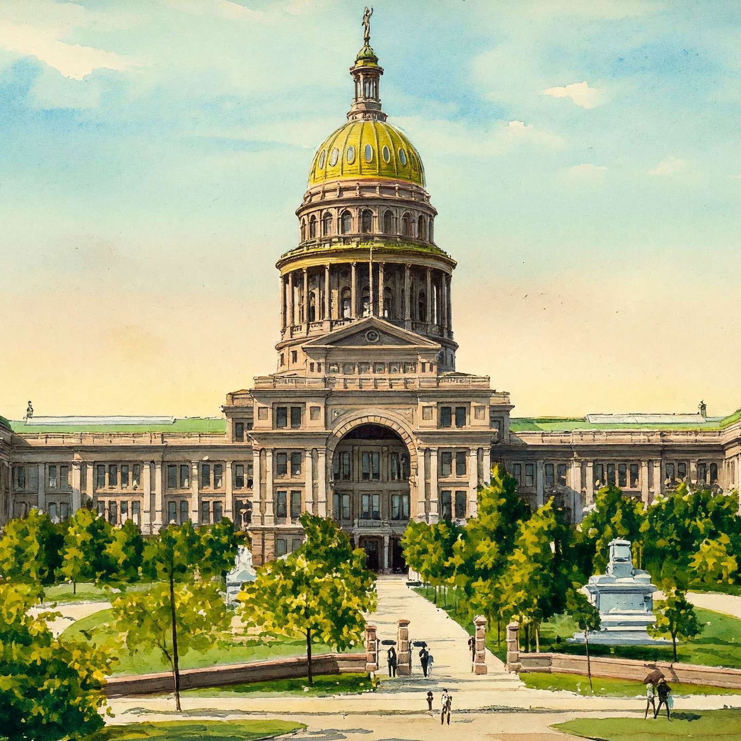 State Capitol Austin in 1907 Art Print (7 Sizes) - High Quality