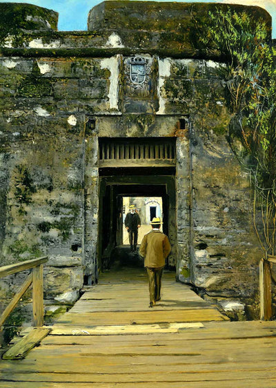 Entrance to Fort Marion St Augustine FL in 1907 Art Print (7 Sizes)