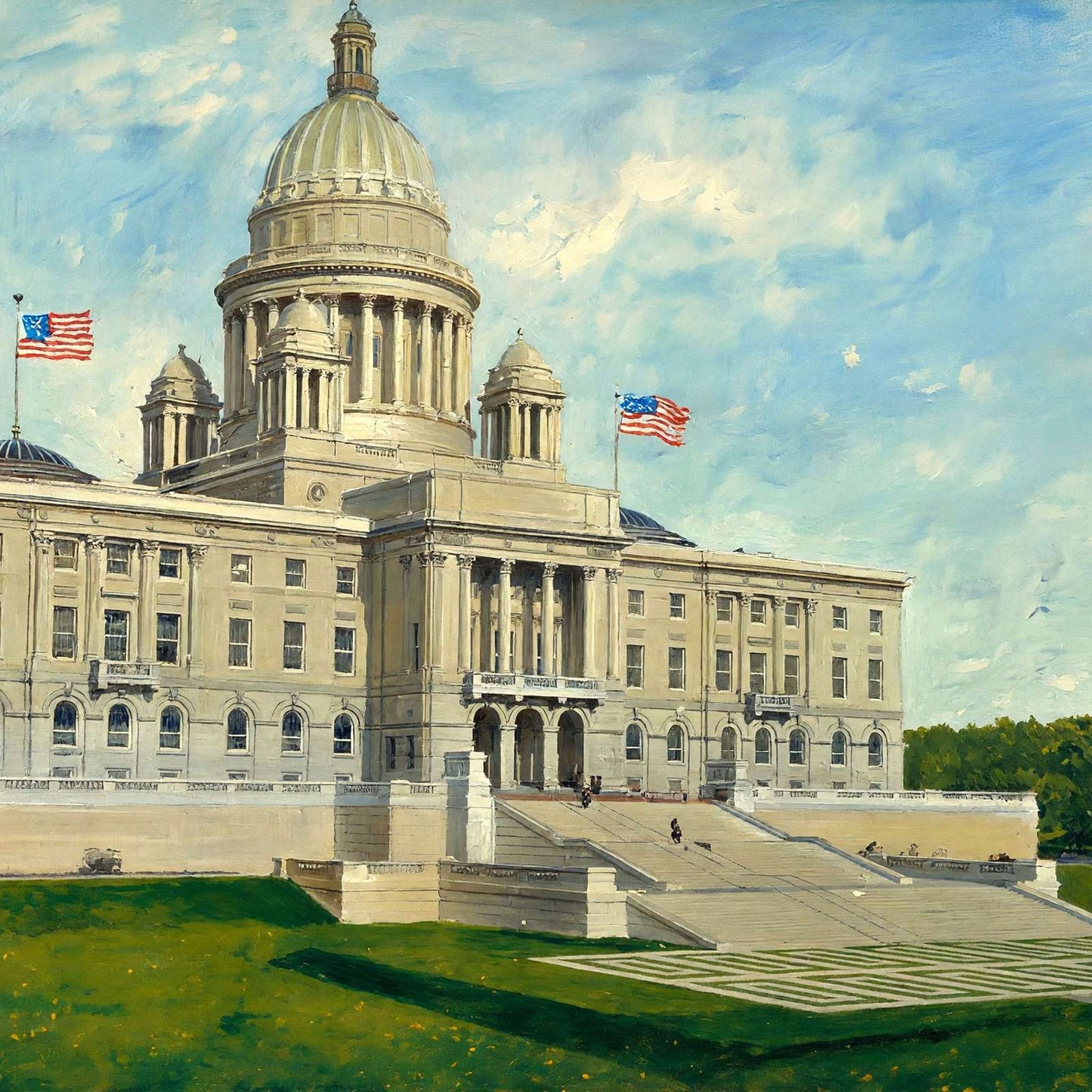 State Capitol Providence RI in 1907 Art Print (5 Sizes) - Enhanced