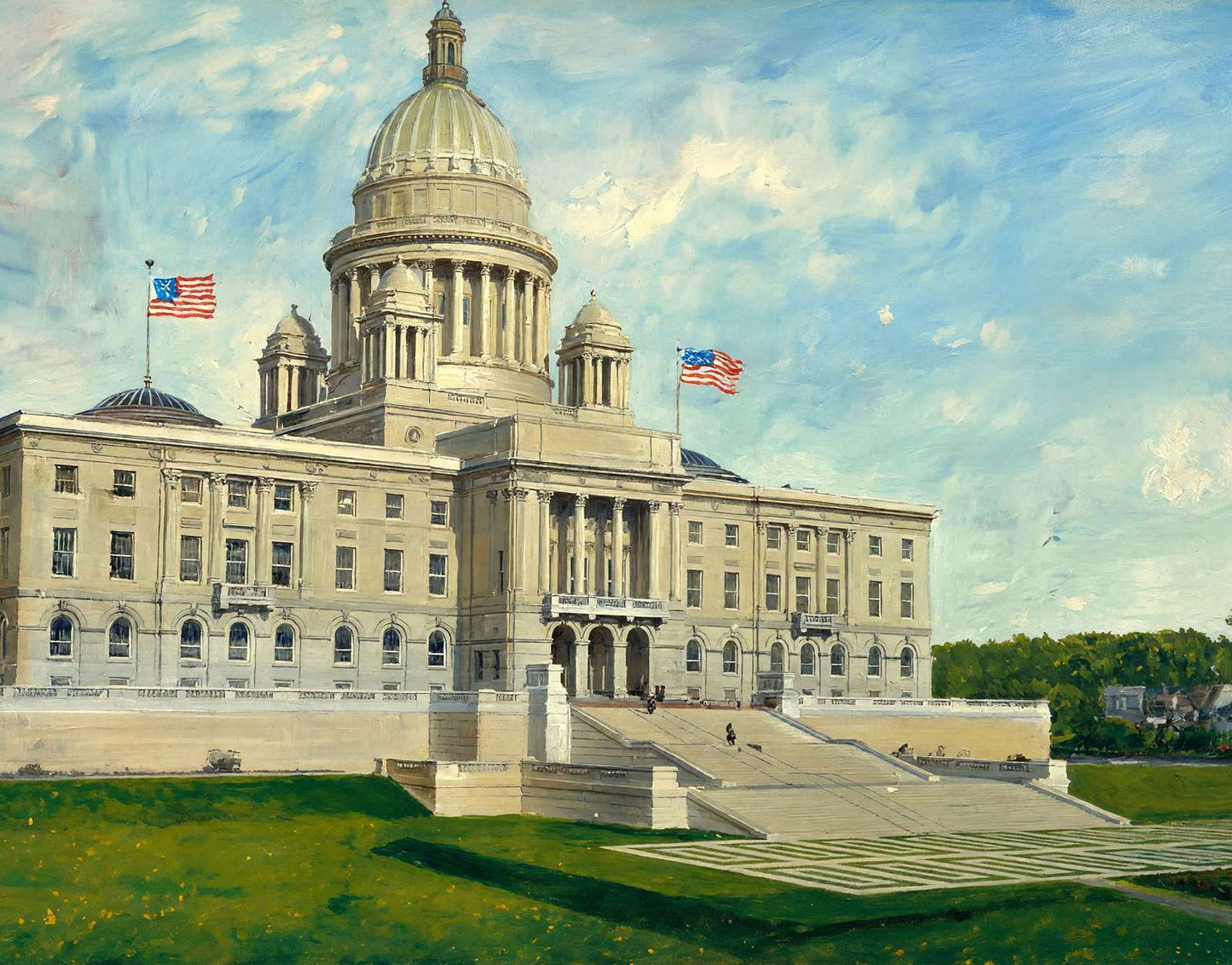 State Capitol Providence RI in 1907 Art Print (5 Sizes) - Enhanced