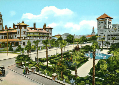 Alcazar Park and King Street St Augustine in 1909 Vintage Print (7 Sizes)