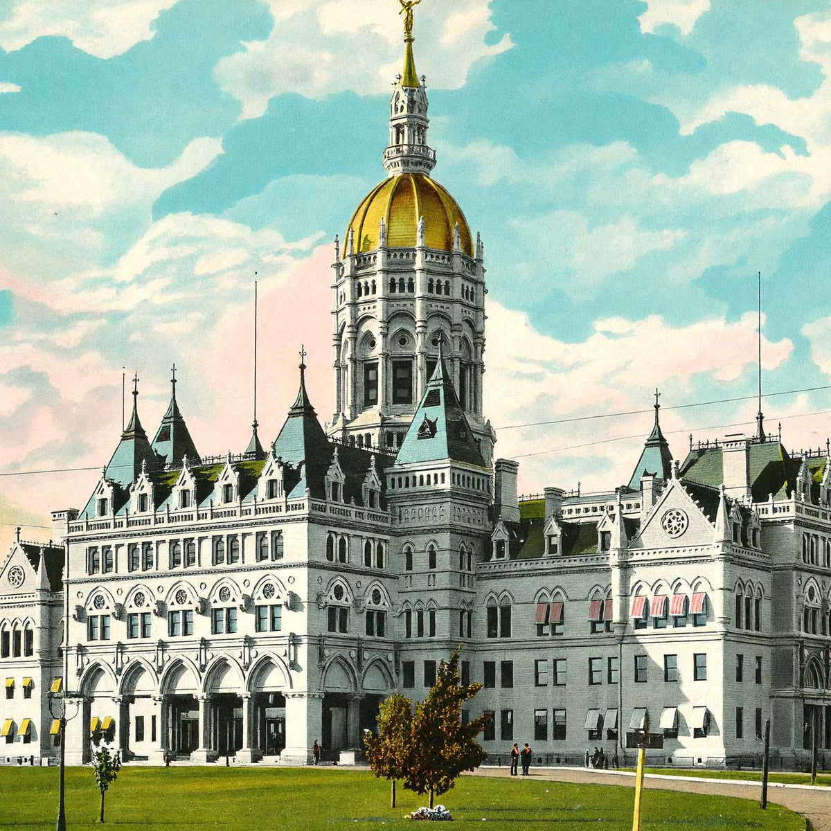 State Capitol Hartford in 1904 Vintage Print (7 Sizes) - Reproduction