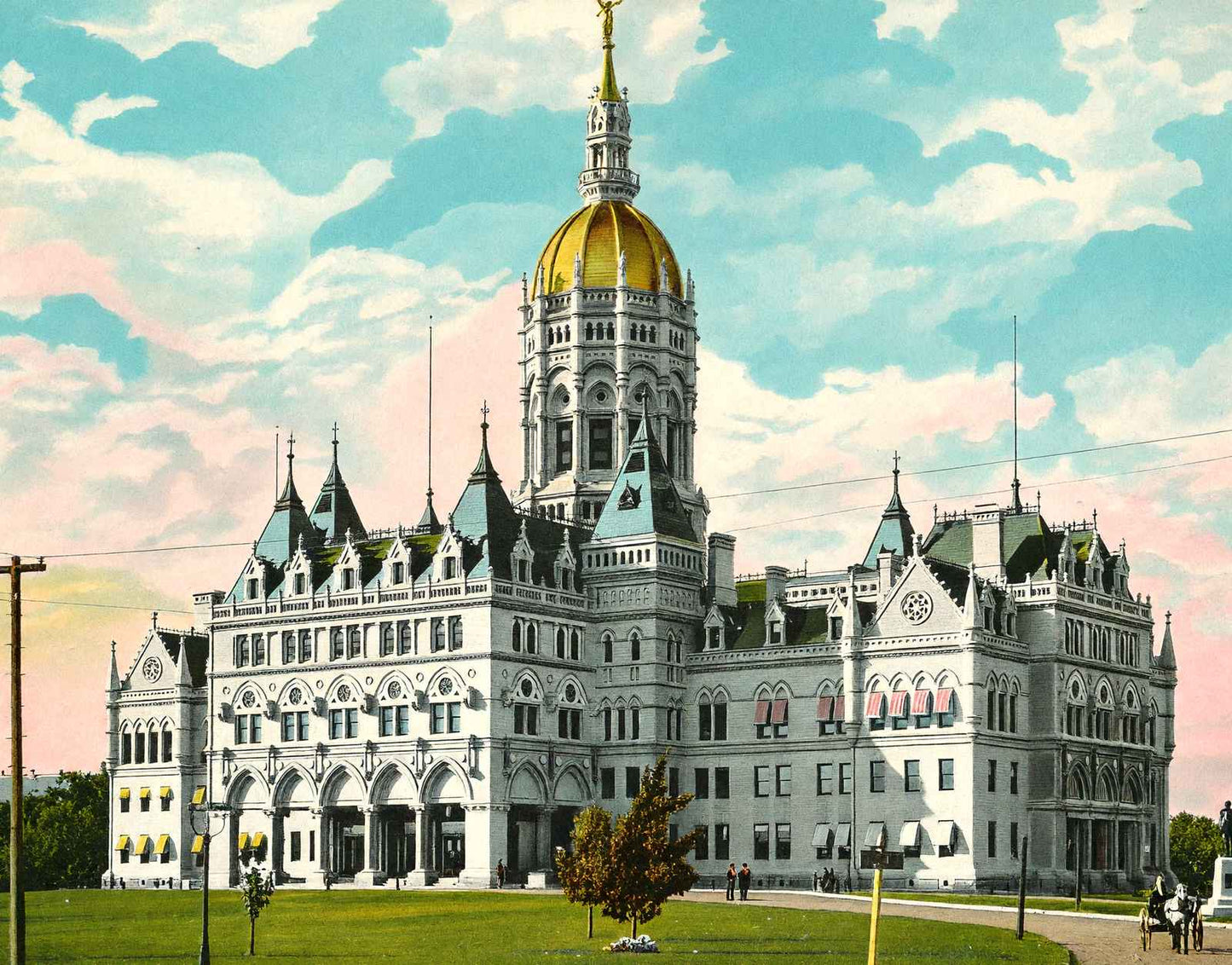 State Capitol Hartford in 1904 Vintage Print (7 Sizes) - Reproduction