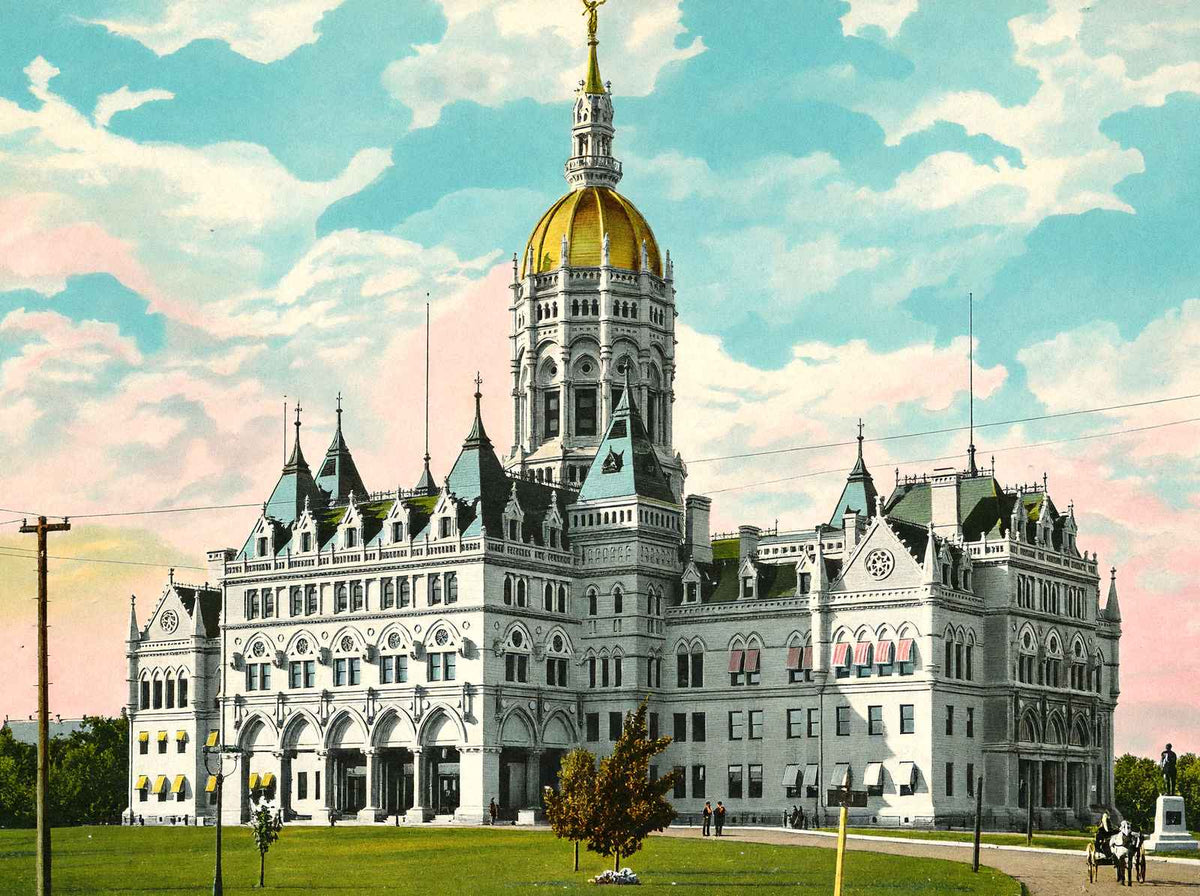 State Capitol Hartford in 1904 Vintage Print (7 Sizes) - Reproduction