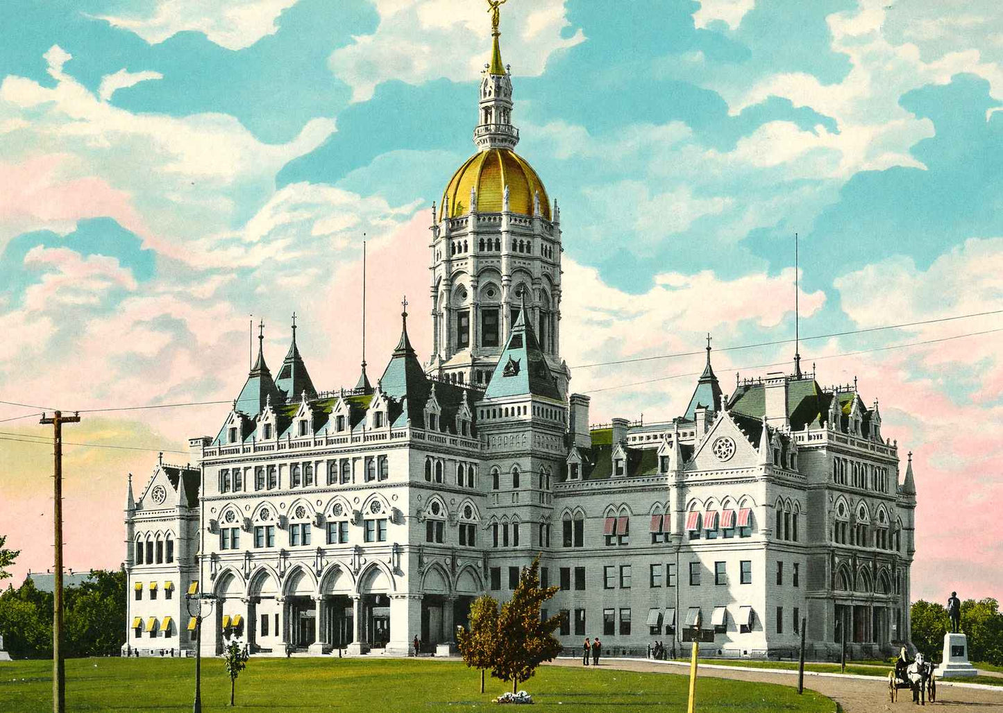 State Capitol Hartford in 1904 Vintage Print (7 Sizes) - Reproduction