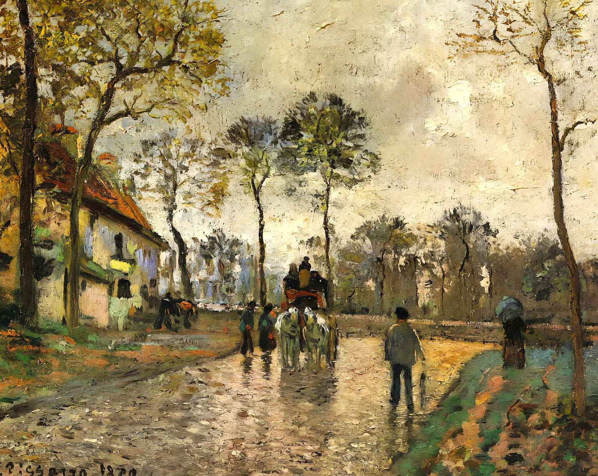 Stagecoach to Louveciennes painting print by Camille Pissarro (1870)