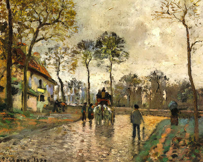 Stagecoach to Louveciennes painting print by Camille Pissarro (1870)