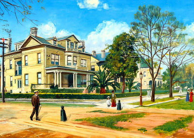 St Charles Avenue New Orleans in 1907 Art Print (7 Sizes) - Retouched