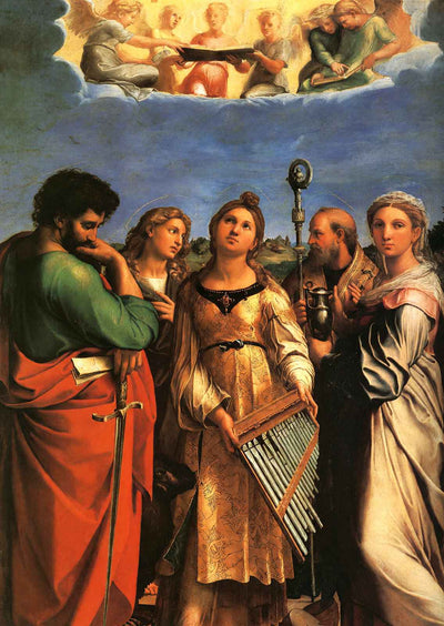 St. Cecilia with Sts. Paul, John Evangelists, Augustine 1516 Print (6 Sizes)