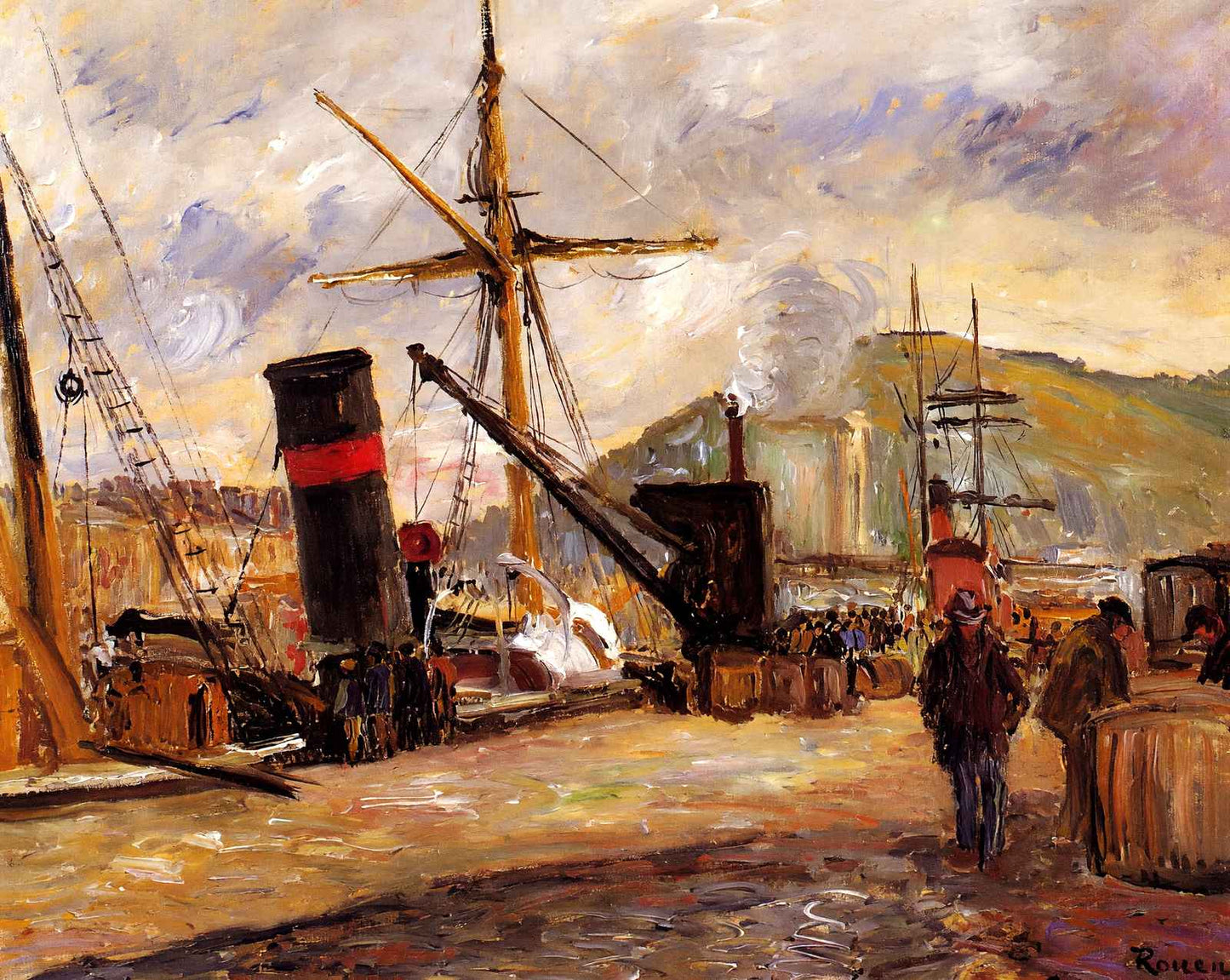 Steamboats painting by Camille Pissarro (1883)