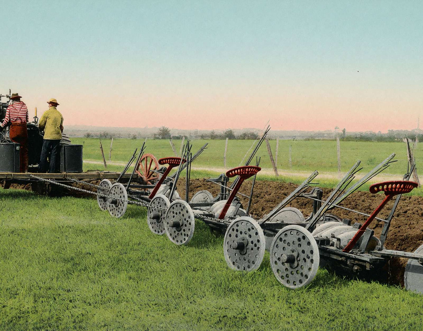 Steam Plowing in Texas in 1906 Vintage Print (7 Sizes) - Restored