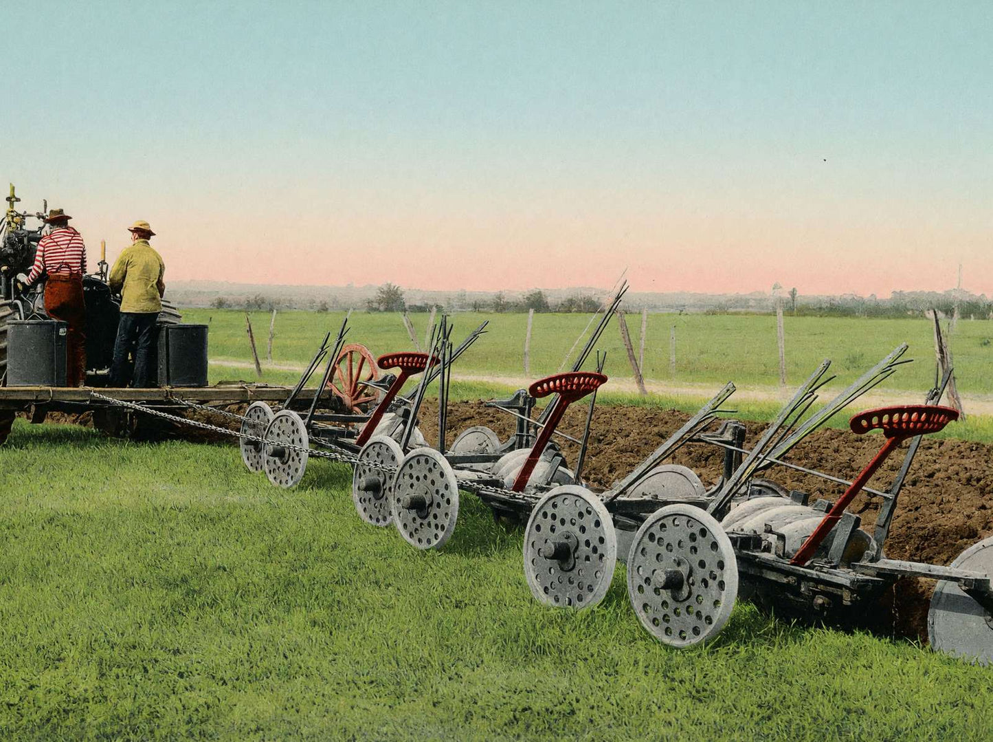 Steam Plowing in Texas in 1906 Vintage Print (7 Sizes) - Restored