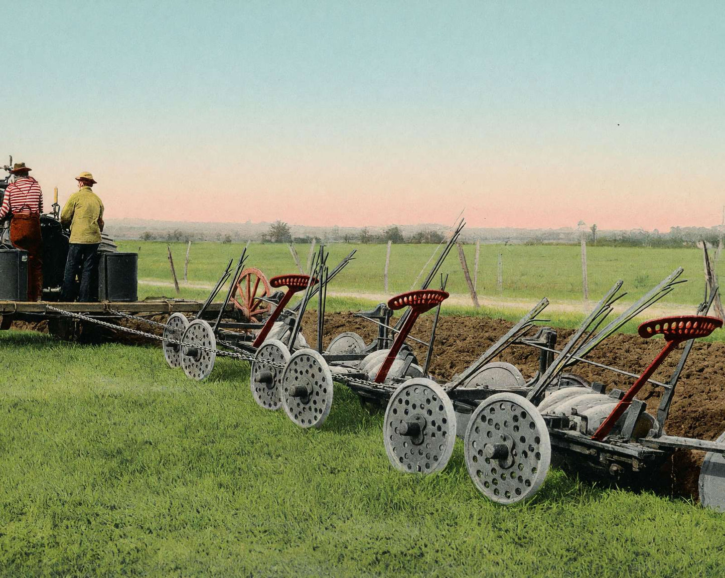 Steam Plowing in Texas in 1906 vintage print