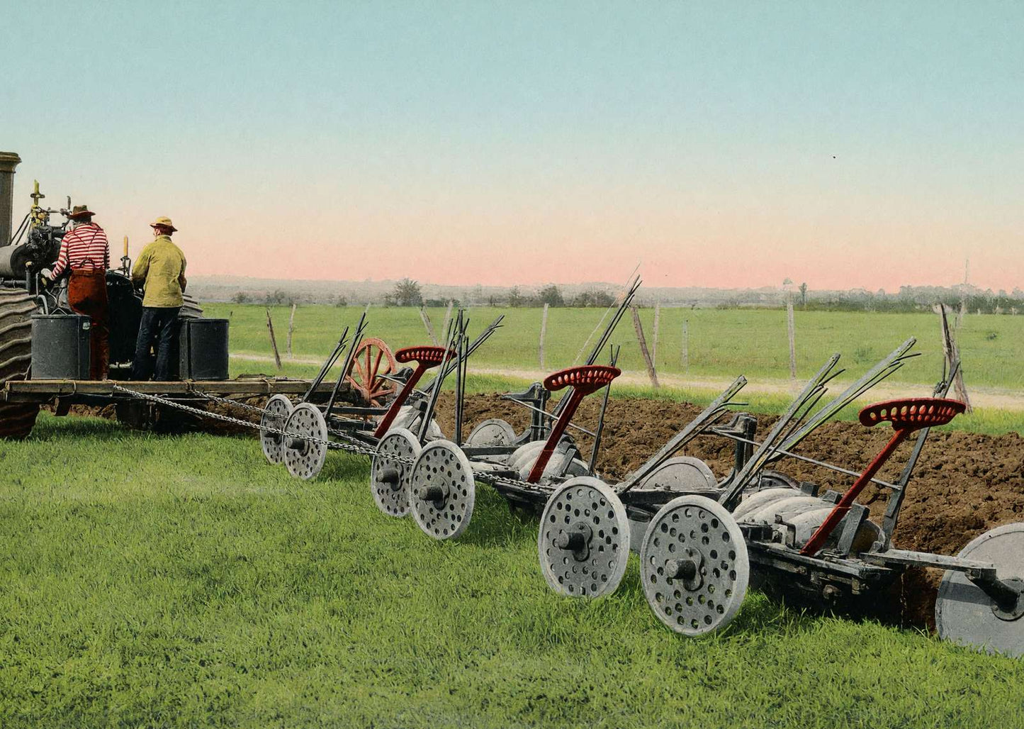 Steam Plowing in Texas in 1906 Vintage Print (7 Sizes) - Restored