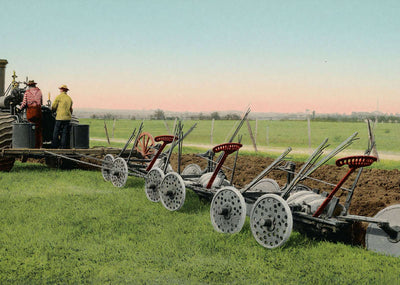 Steam Plowing in Texas in 1906 Vintage Print (7 Sizes) - Restored