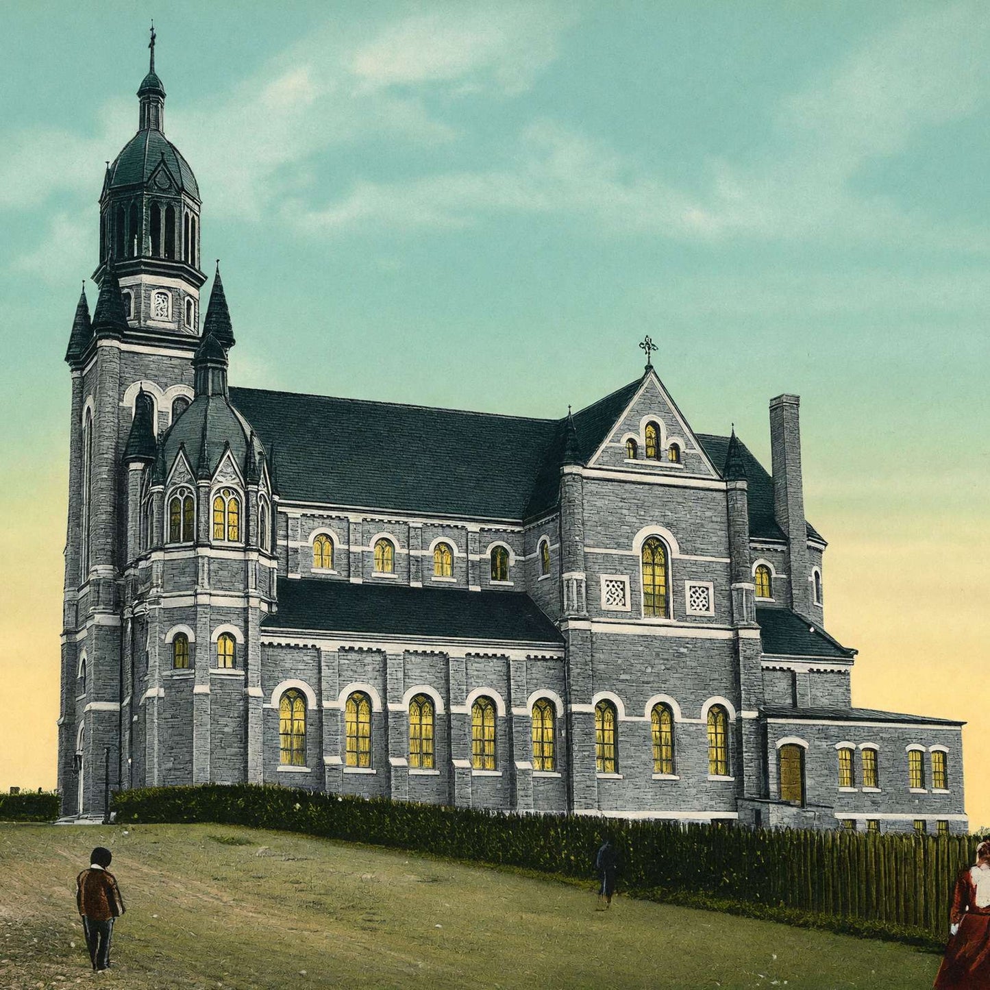 St Francis Xavier School Nashua NH in 1906 Vintage Print (7 Sizes) - Restored
