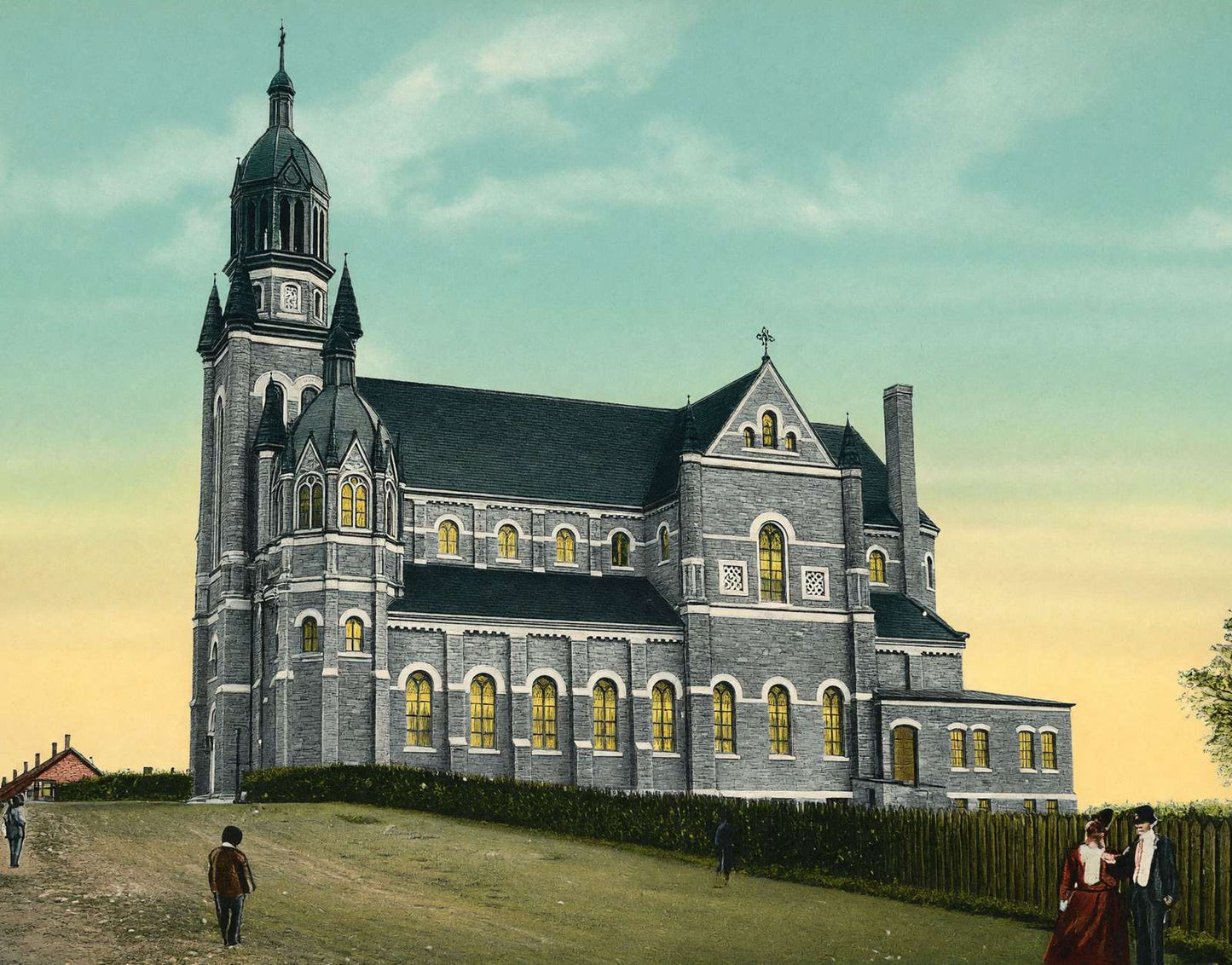 St Francis Xavier School Nashua NH in 1906 Vintage Print (7 Sizes) - Restored