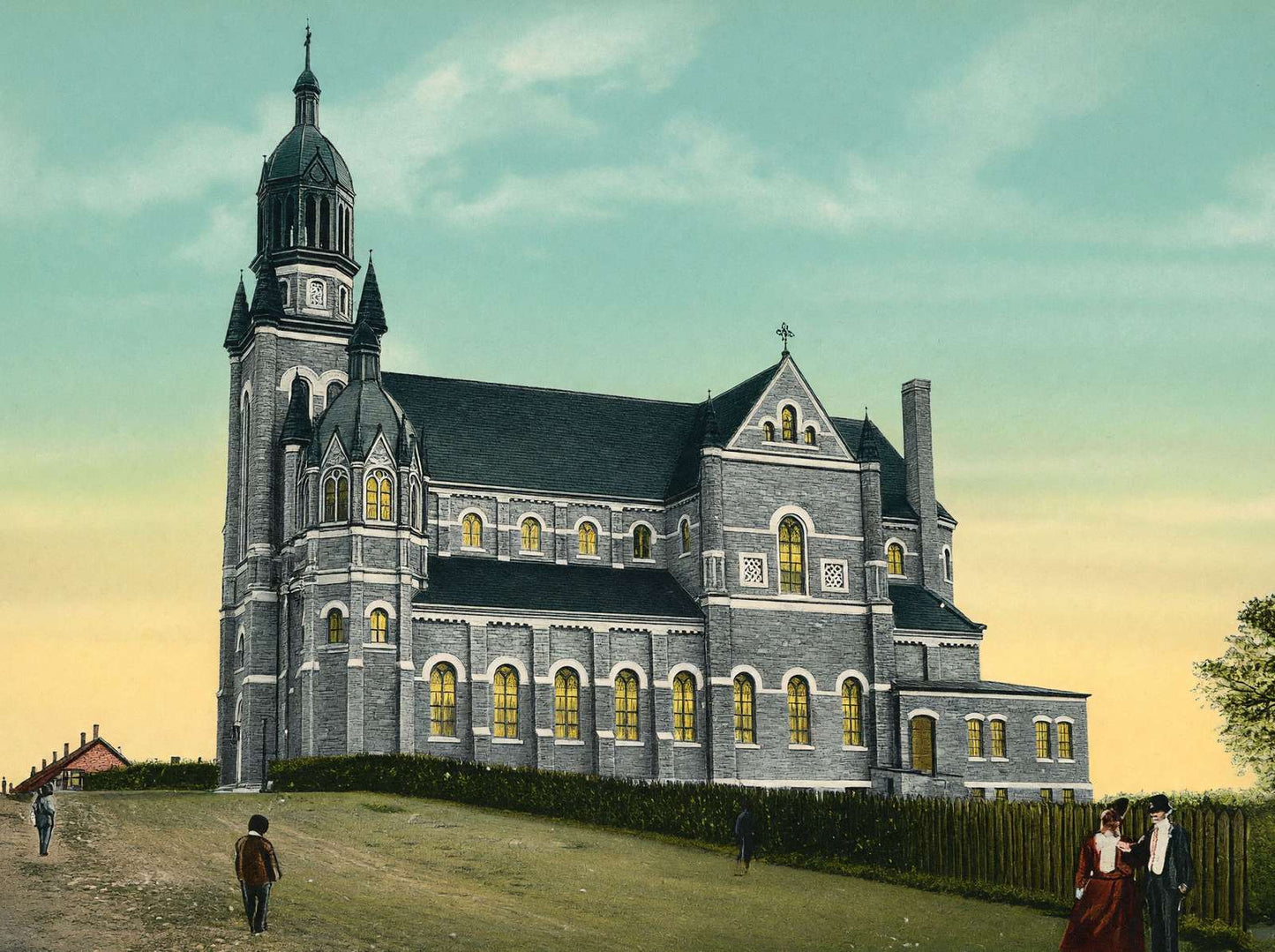 St Francis Xavier School Nashua NH in 1906 Vintage Print (7 Sizes) - Restored