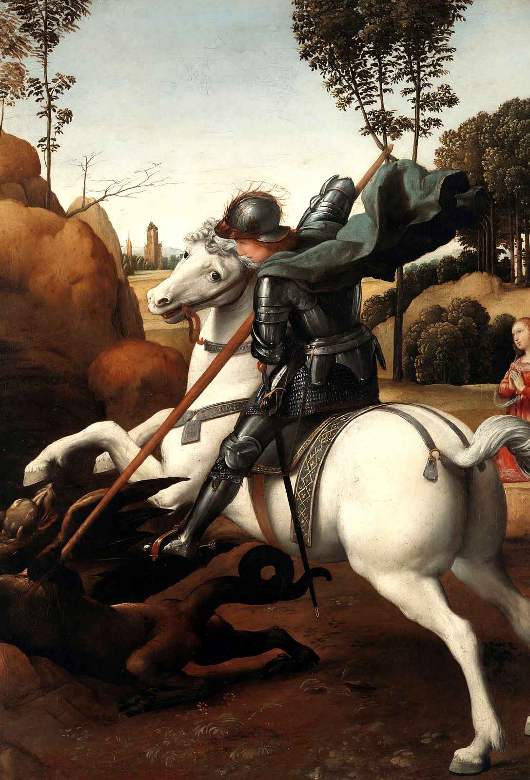 St. George and the Dragon Art Print 1506 Painting by Raphael (6 Sizes)