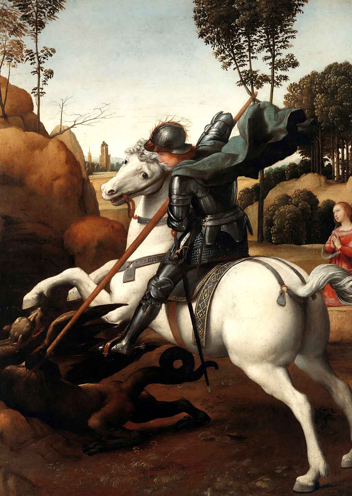 St. George and the Dragon Art Print 1506 Painting by Raphael (6 Sizes)