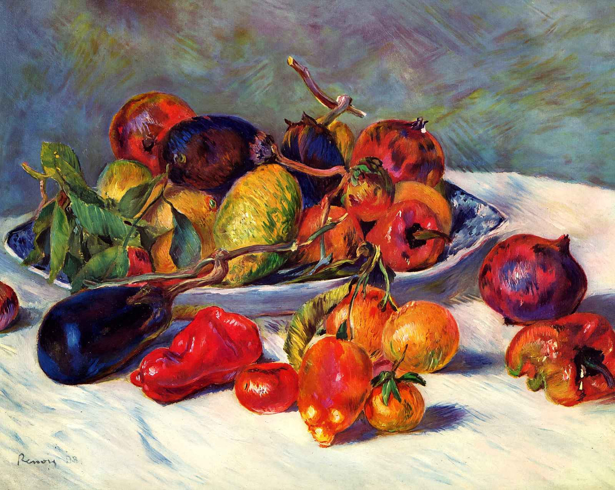 Still Life with Fruit fine art print by Pierre-Auguste Renoir (1881)