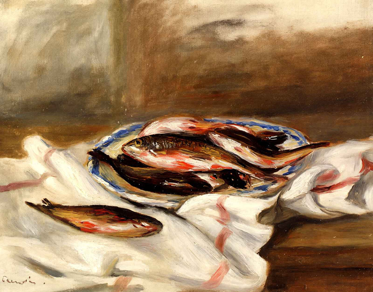 Still Life with Fish Art Print 1890 Painting by Pierre-Auguste Renoir (6 Sizes)